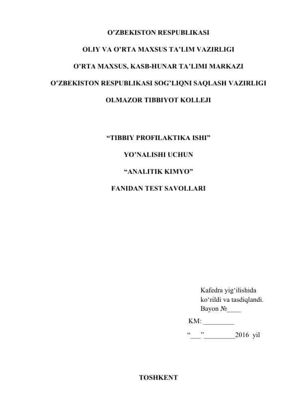 "TIBBIY PROFILAKTIKA ISHI"