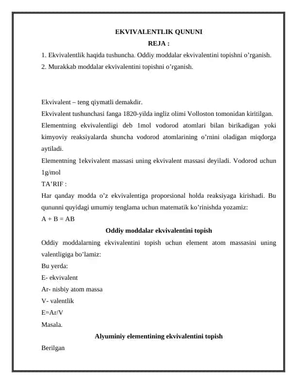 EKVIVALENTLIK QUNUNI