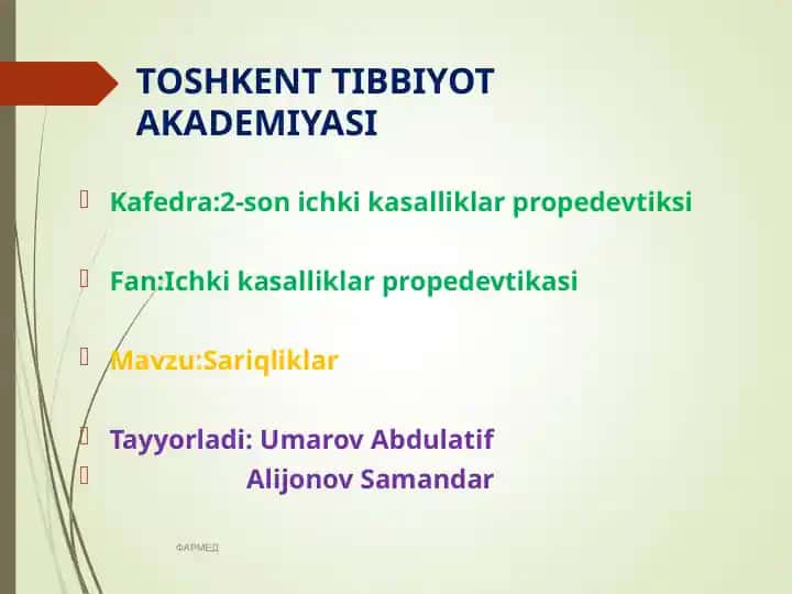 Sariqlik va uning turlari