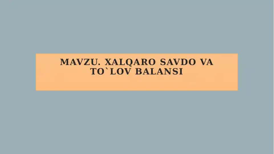 XalqarosavdovaTo`lovbalansi