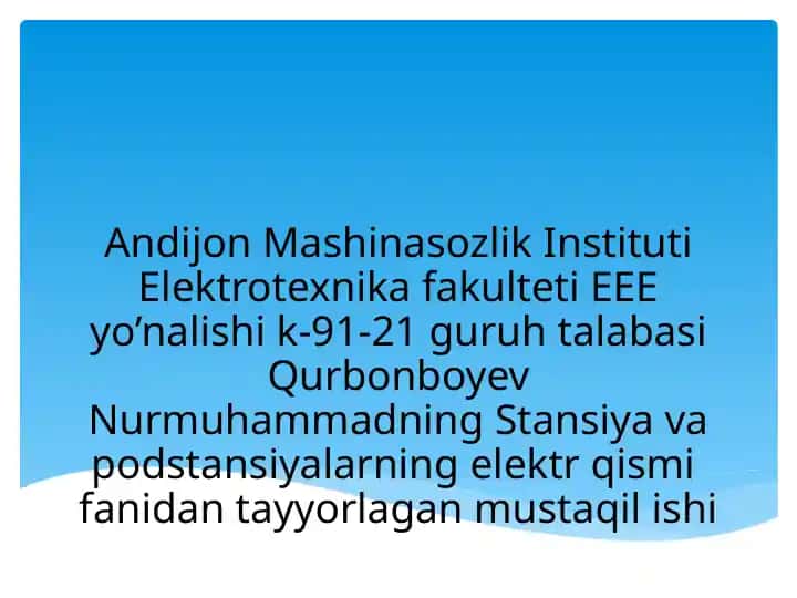 Issiq lik elektr stansiyalarining elektr sxemalari
