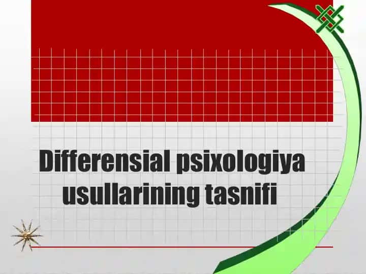 Differensial psixologiya usullarining tasnifi