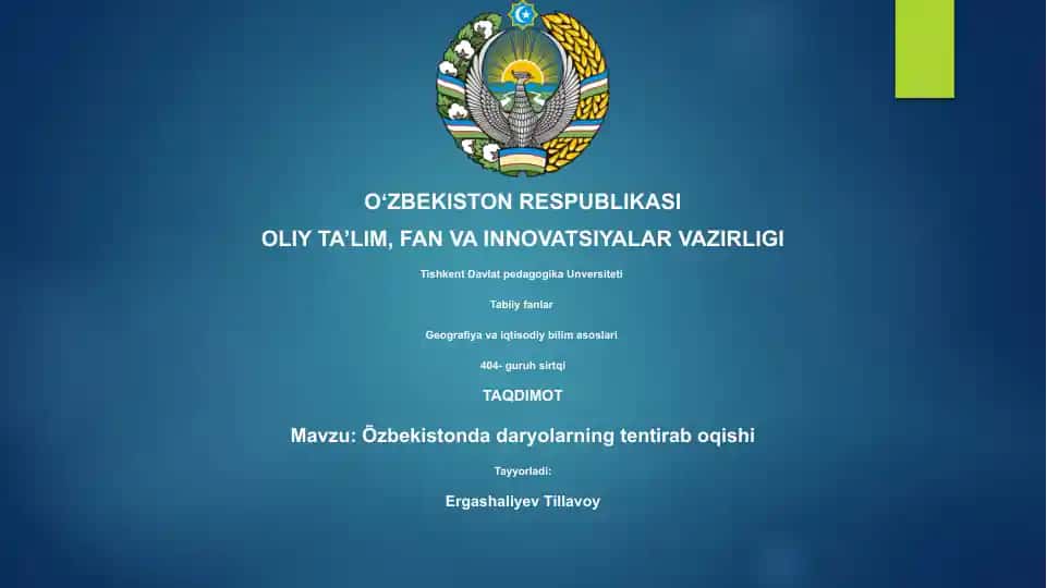 Õzbekistonda daryolarning tentirab oqishi