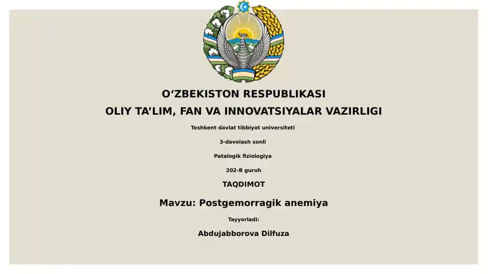 Postgemorragik anemiya