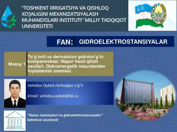 Nasos stansiyalari va gidroelektrostansiyalar