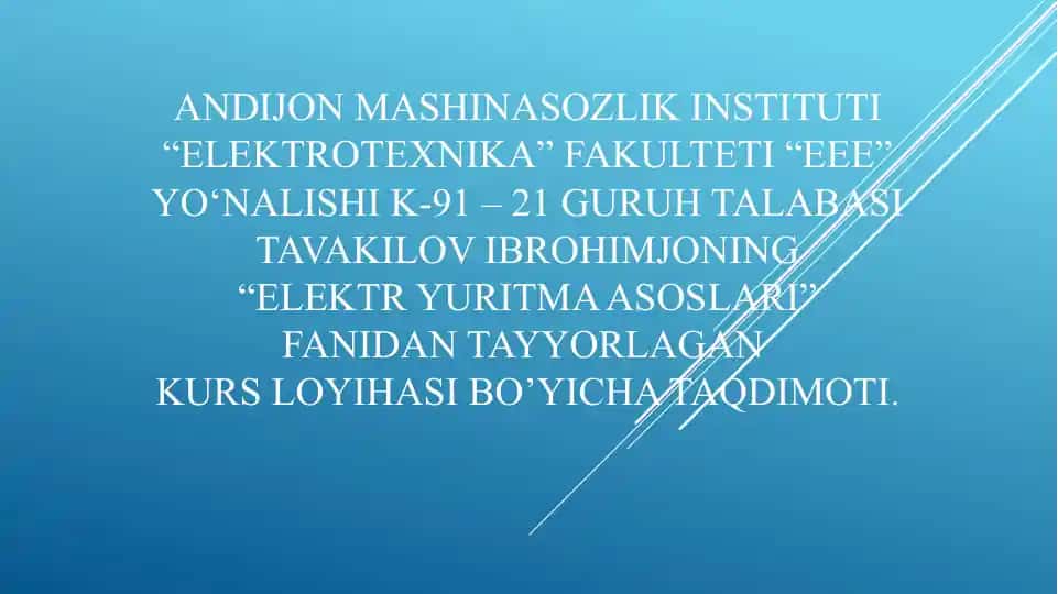 Elektryuritma asoslari
