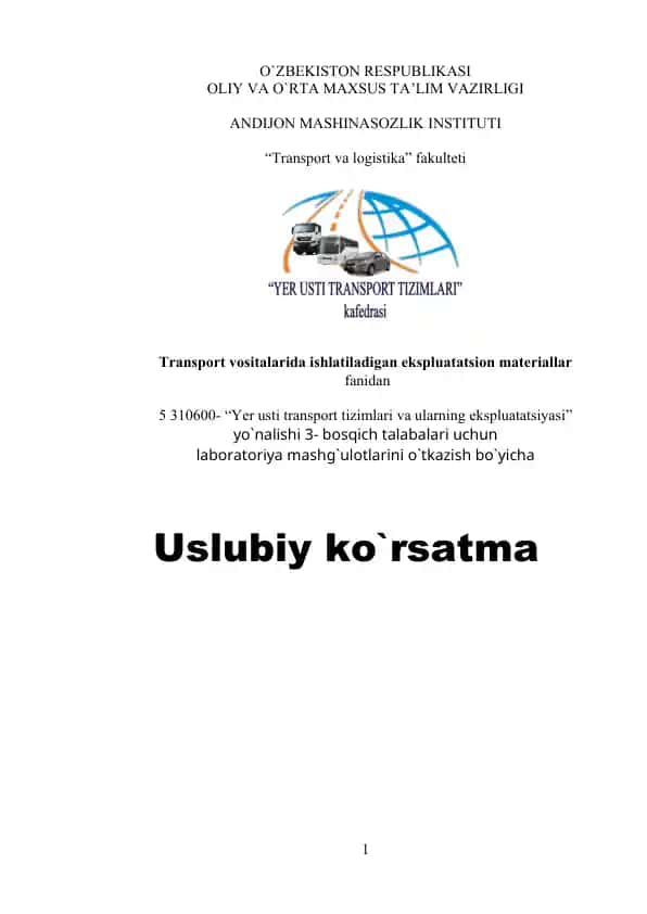 Transport vositalarida ishlatiladigan ekspluatatsion materiallar