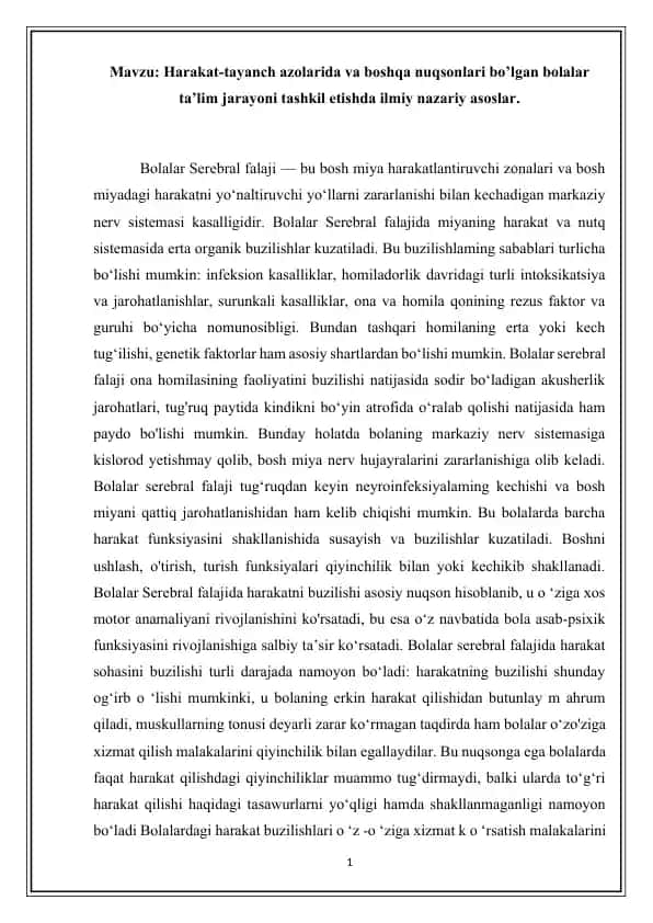 Bolalar Serebral falaj