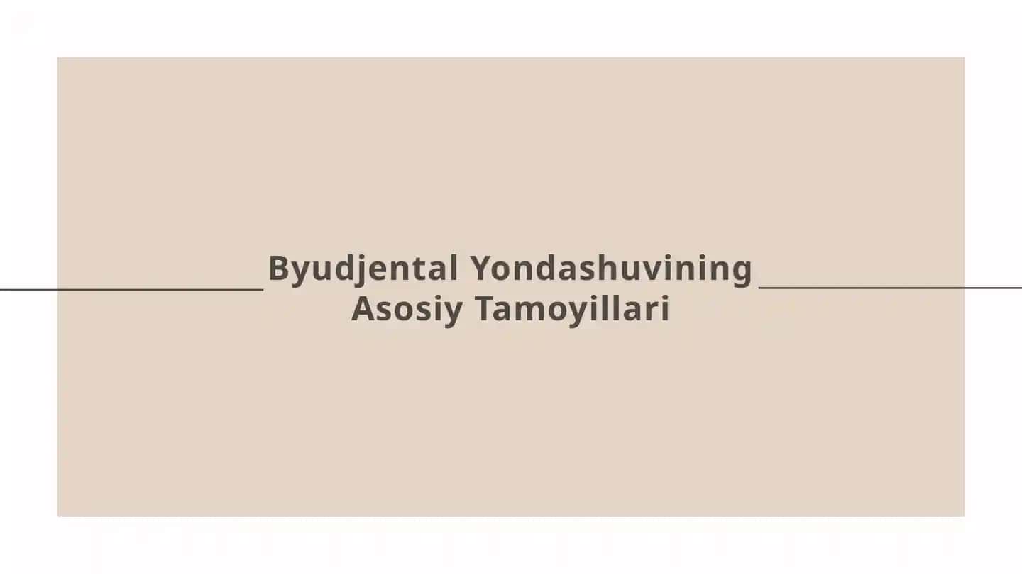 Byudjental Yondashuvining Asosiy Tamoyillari