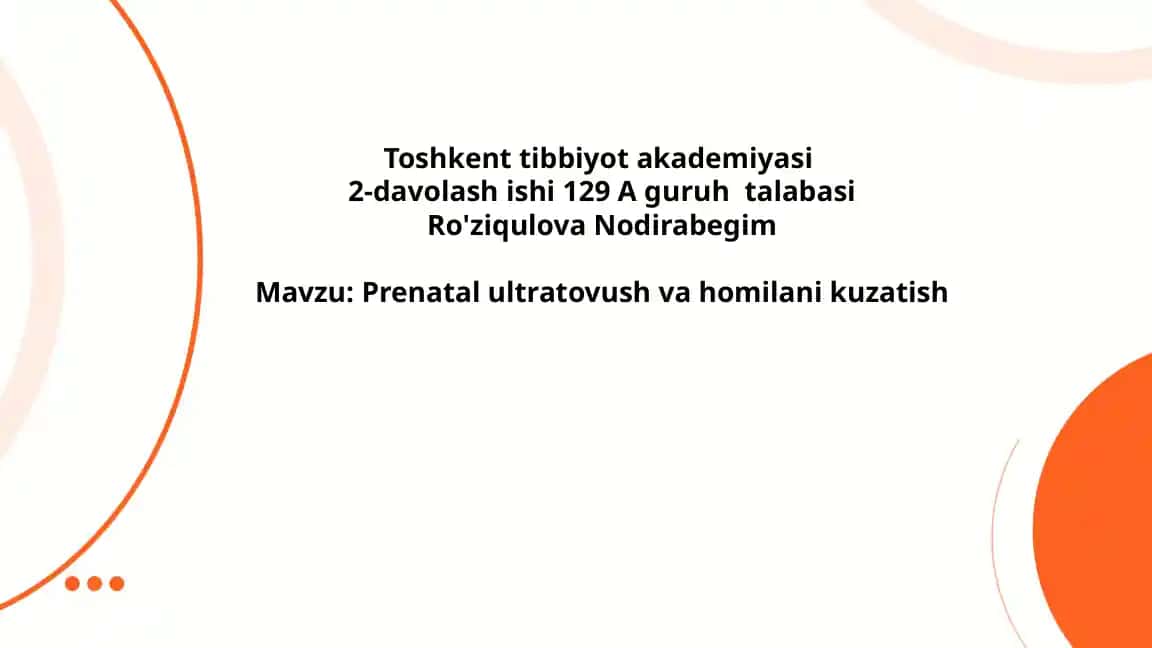 Prenatal ultratovush va homilani kuzatish