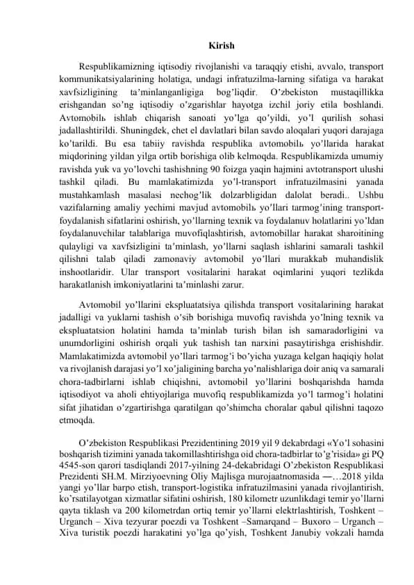 O‘zbekiston avtomobil yo‘llarini rivojlantirish va boshqarish