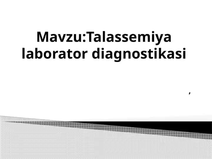 Talassemiya laborator diagnostikasi
