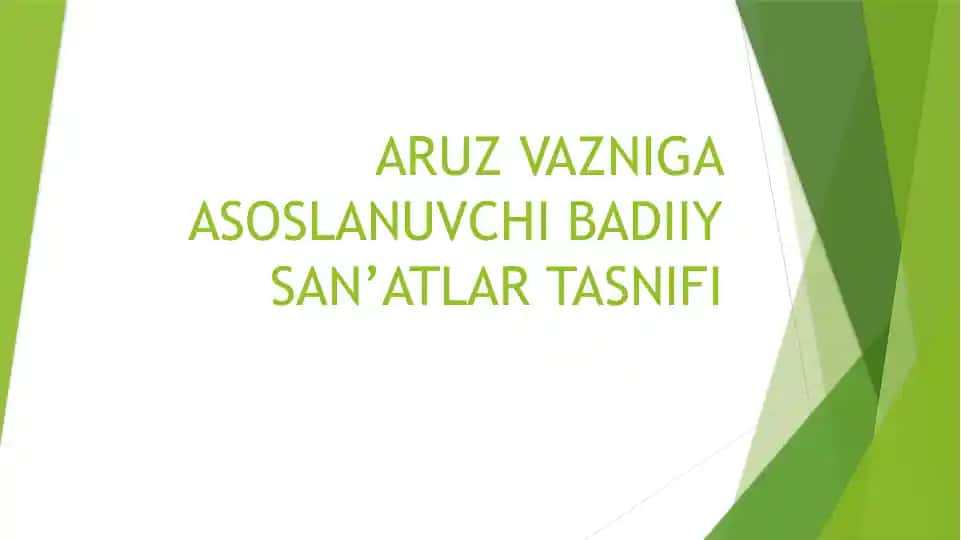 ARUZ VAZNIGA ASOSLANUVCHI BADIIY SAN’ATLAR TASNIFI.