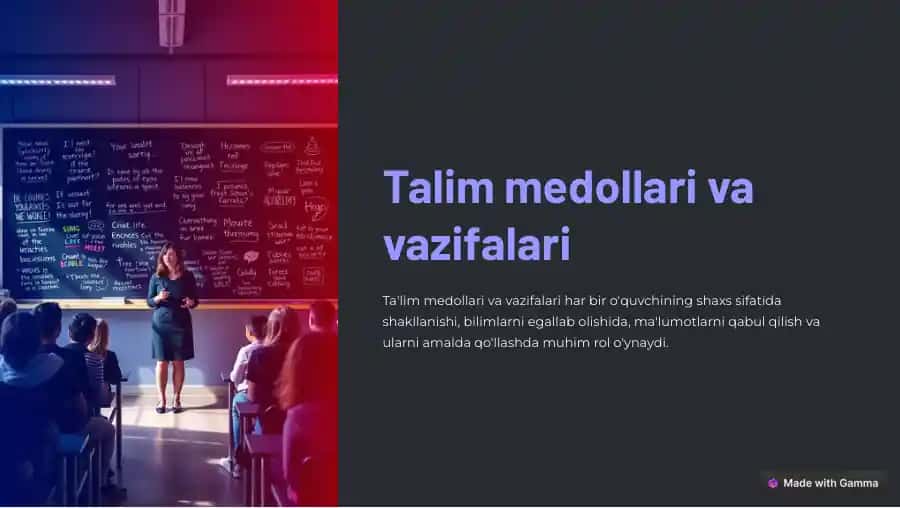 Talim medollari va vazifalari
