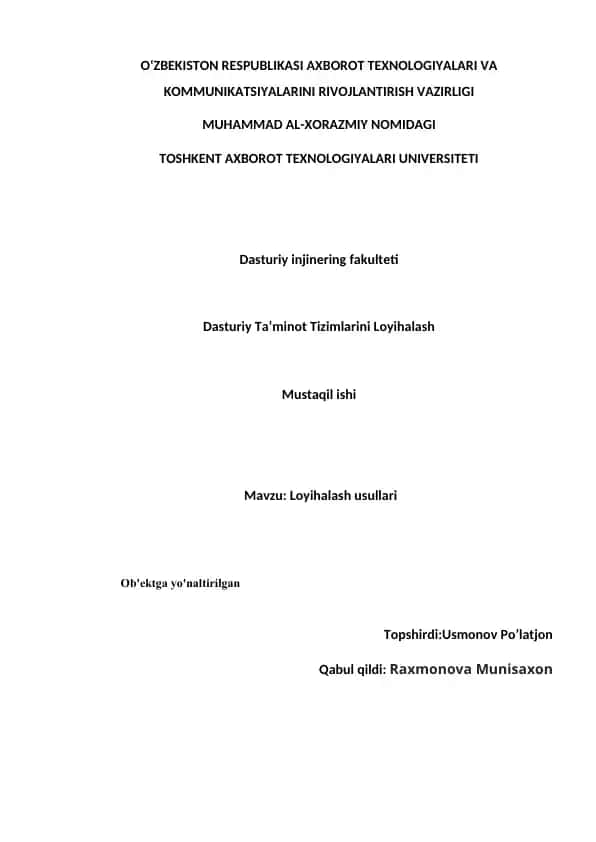 Loyihalash usullari