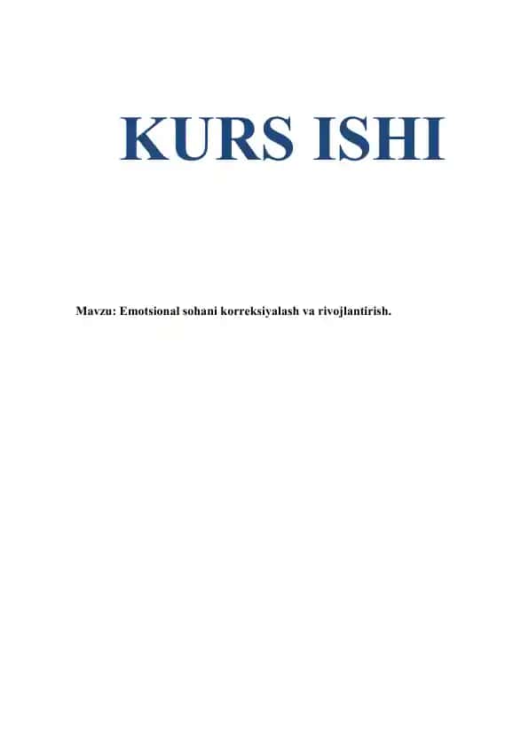 Emotsional sohani korreksiyalash va rivojlantirish