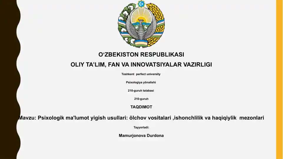 Psixologik ma'lumot yigish usullari