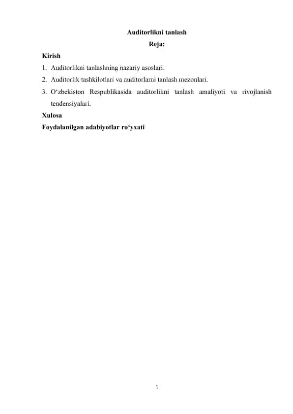 Auditorlikni tanlash