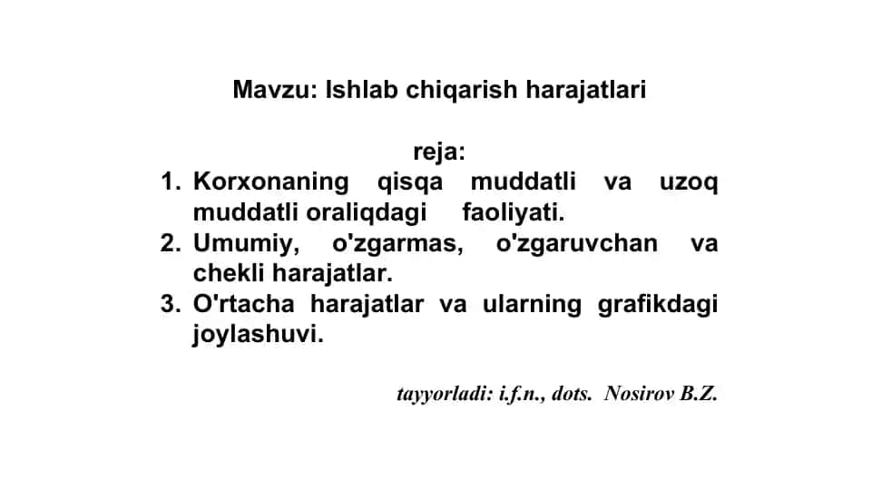 Ishlab chiqarish harajatlari