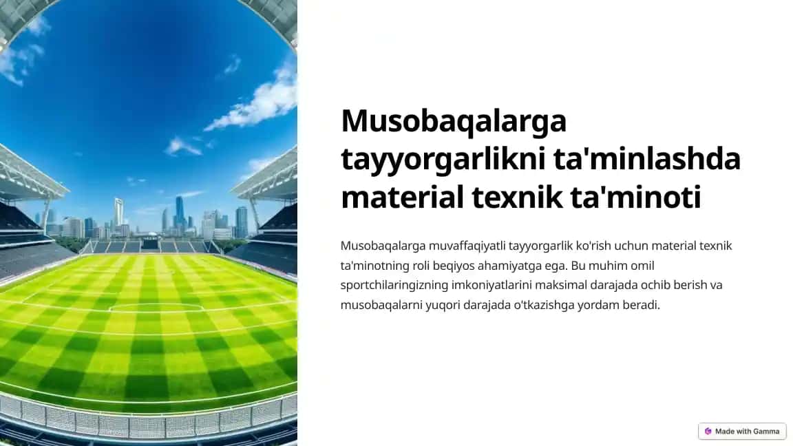 Musobaqalarga tayyorgarlikni ta'minlashda material-texnik ta'minot
