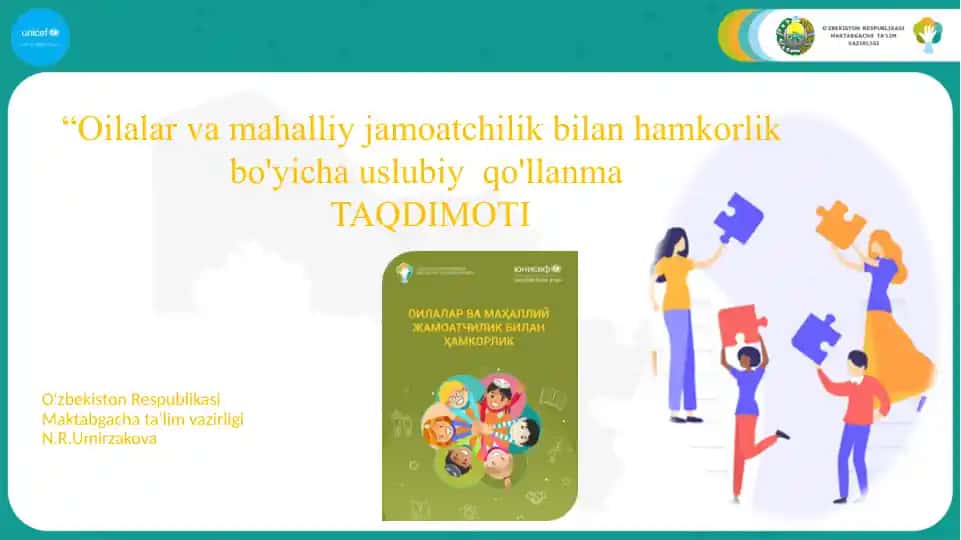 "Oilalar va mahalliy jamoatchilik bilan hamkorlik bo'yicha uslubiy qo'llanma"