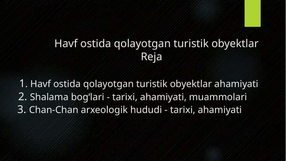 Havf ostida qolayotgan obektlar