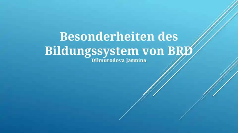 Besonderheiten des Bildungssystem von BRD