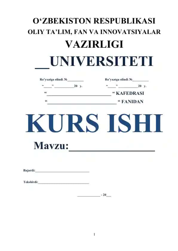 Milliy mafkura va g’oya yuzasidan kurs ishi