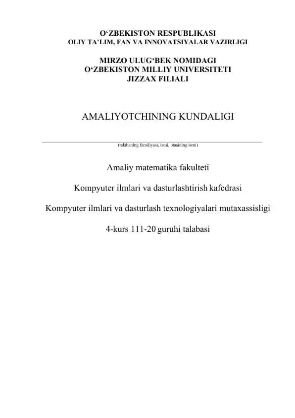 Talabaning Kundaligi shakli
