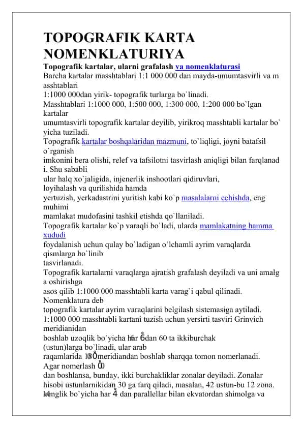 Topografik karta nomenklaturiya