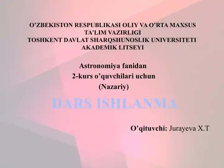 Osmonnielektromagnitto’lqinlinurlarda o’rganish