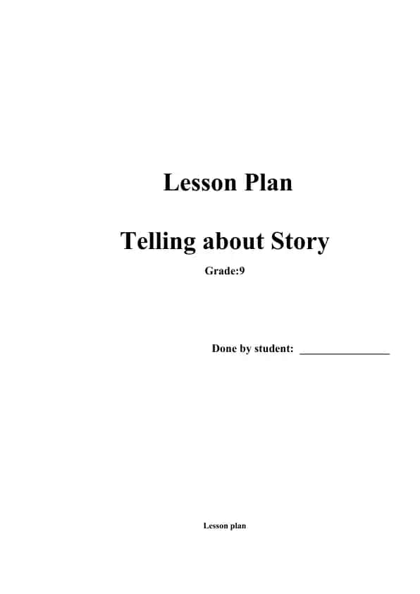 Lesson Plan - Telling about Story