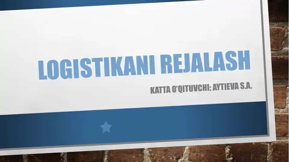 Logistikani rejalash