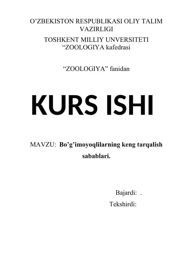 Bo’g’imoyoqlilarning keng tarqalish sabablari
