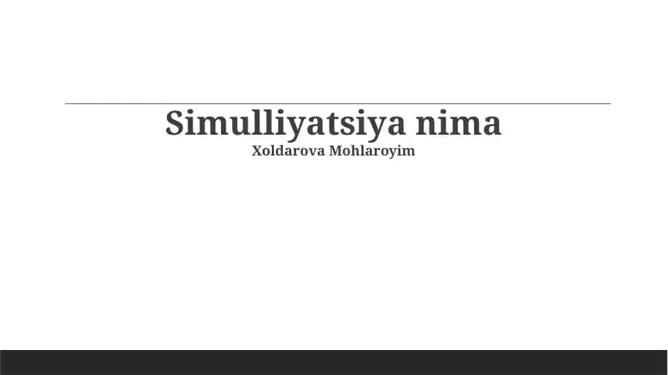 Simulyatsiya nima?
