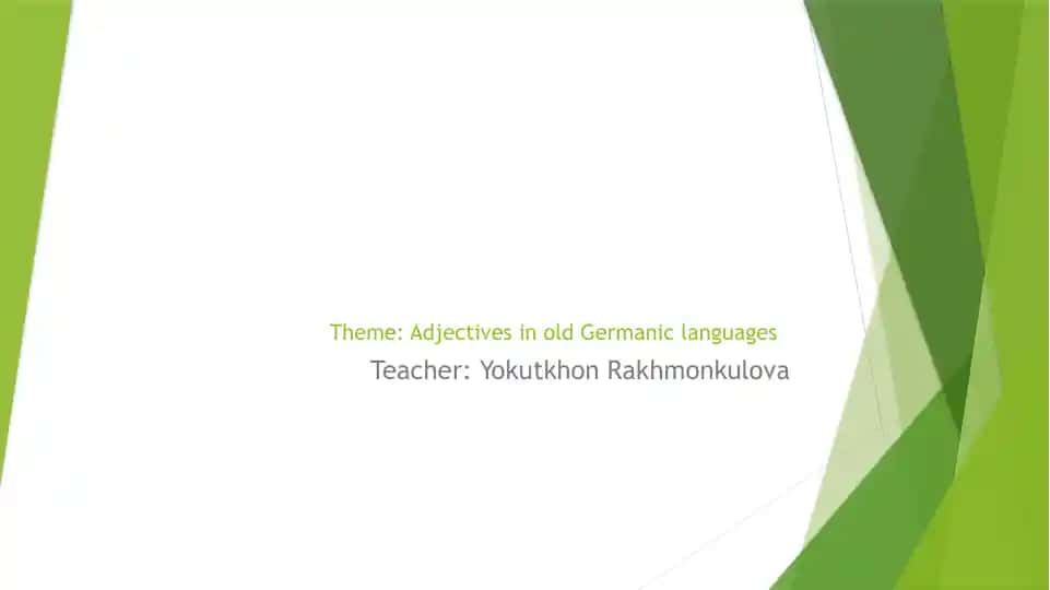 Adjectives in old Germanic languages
