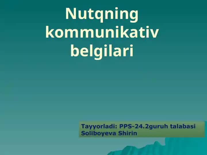 Nutqning kommunikativ belgilari