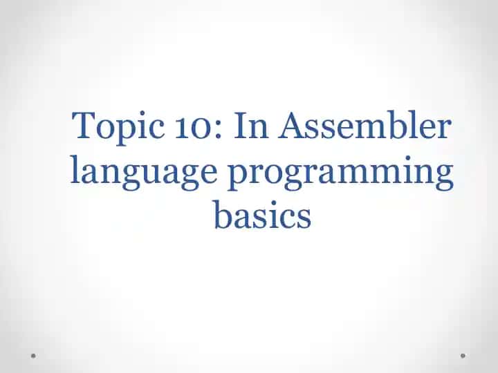 Assembler language programming basics