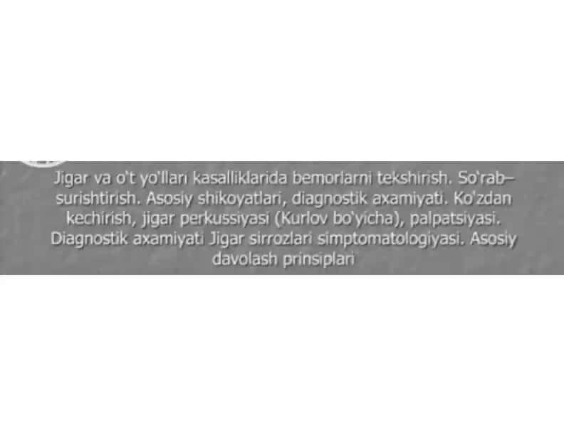 Jigar va ot yo'llari kasalliklari