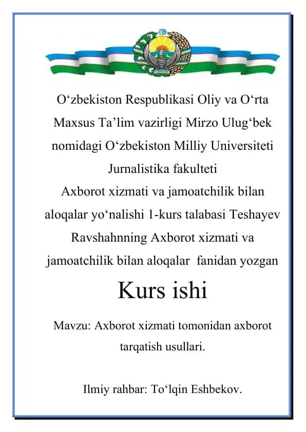 Axborot xizmati tomonidan axborot tarqatish usullari