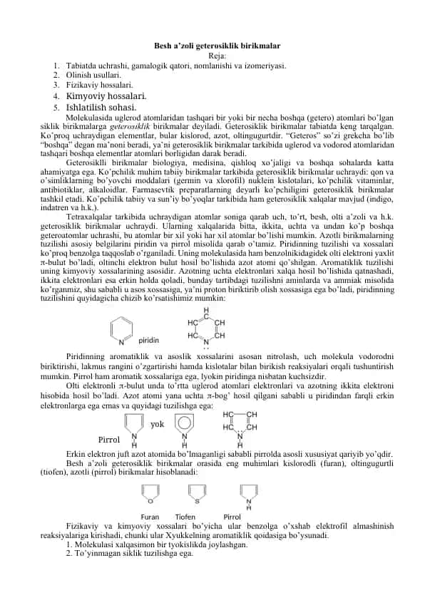 Geterosiklik birikmalar