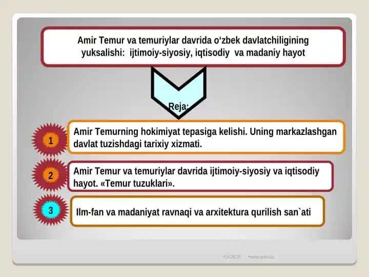 Amir Temur va temuriylar davrida o‘zbek davlatchiligining yuksalishi