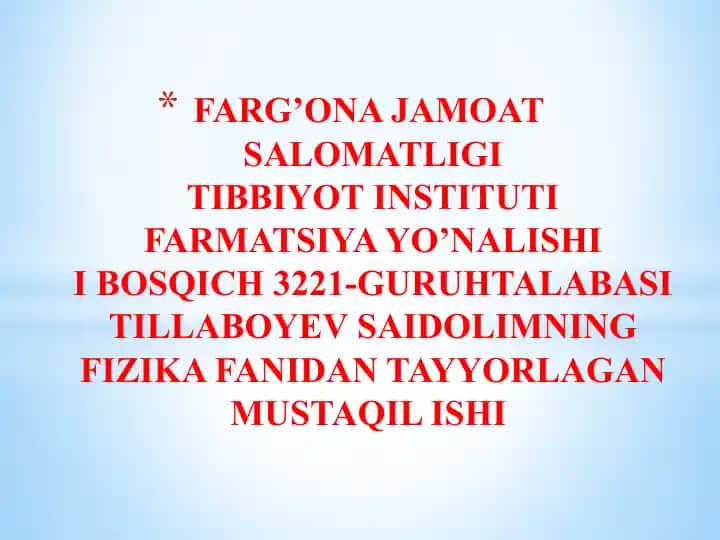TOKNING ISSIQLIK TA’SIRI