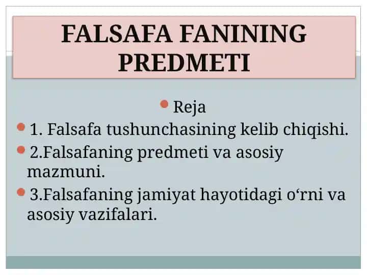 Falsafa fanining predmeti