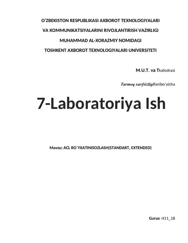 ACL Ro‘yxatini sozlash