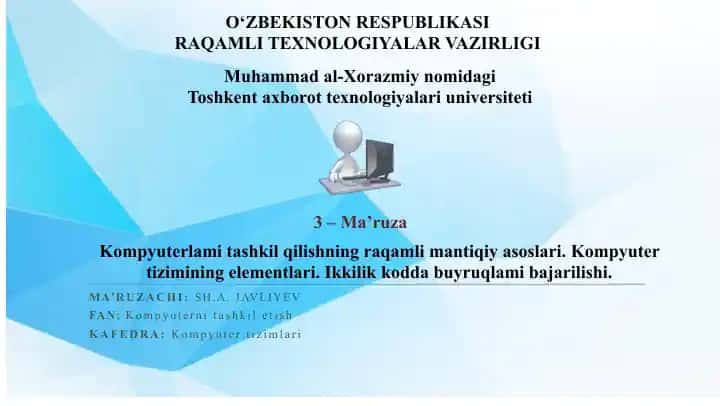 Kompyuterlarni tashkil etish: kompyuter tizimining elementlari va ikkilik kodda buyruqlar bajarilishi