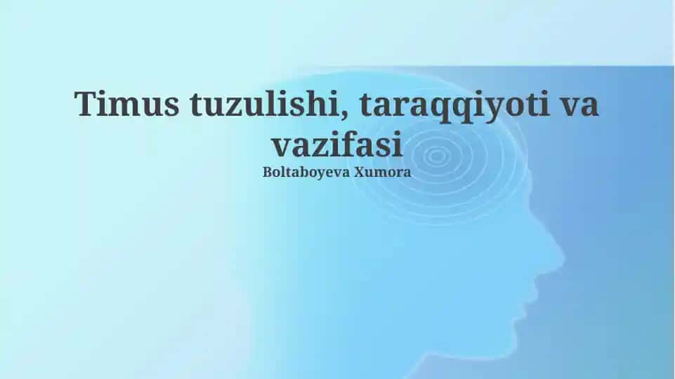Timus tuzulishi, taraqqiyoti va vazifasi