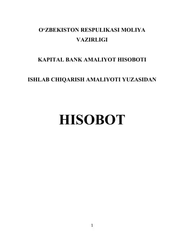 Kapital Bank amaliyot hisoboti