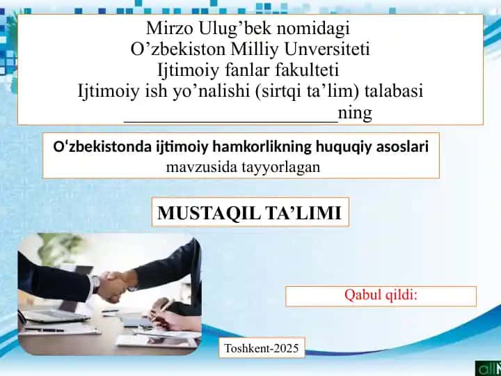 O‘zbekistonda ijtimoiy hamkorlikning huquqiy asoslari