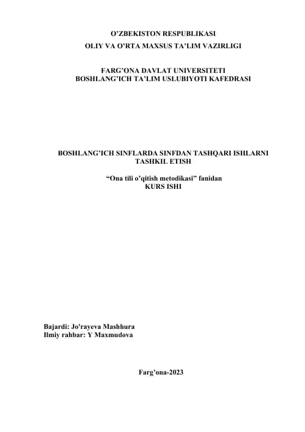 "Ona tili o’qitish metodikasi"